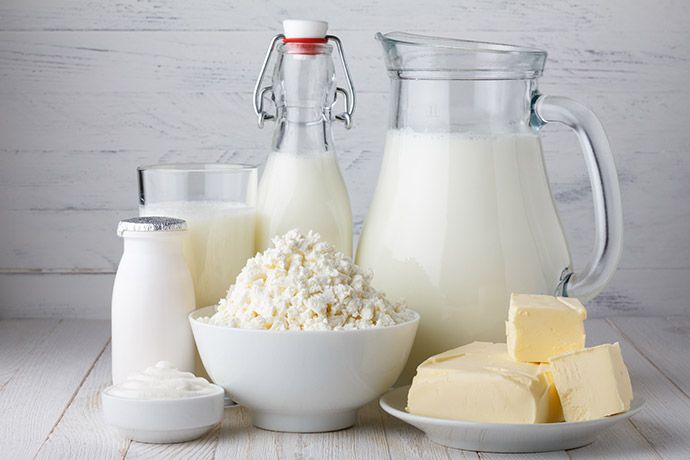 Molkereiprodukte, Molke, Milch, Babeurre, Buttermilch, Beurre, Butter, Double-crème